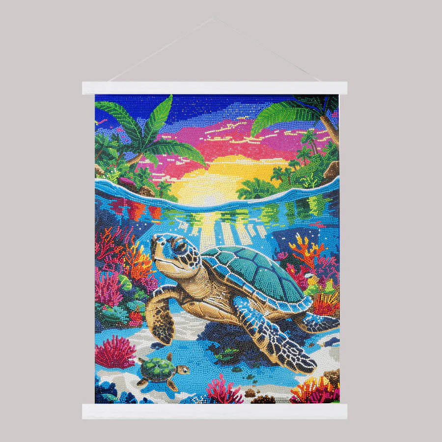 Crystal Art Scroll Kit 40x50cm - Tropical Turtle Paradise