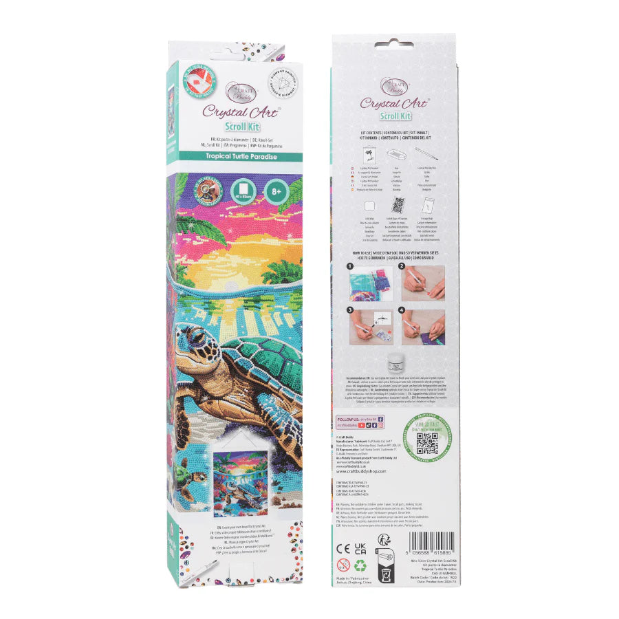 Crystal Art Scroll Kit 40x50cm - Tropical Turtle Paradise