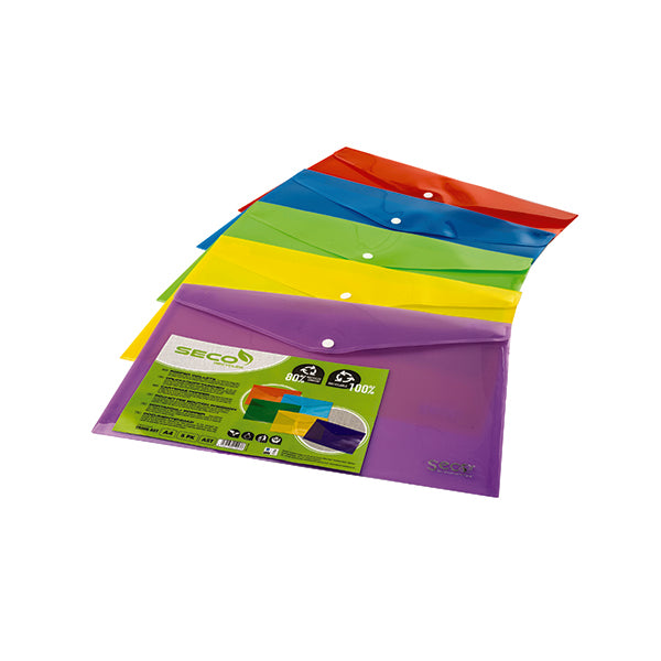 Seco Popper Wallet Landscape Assorted A4+ (Pack of 5) TR-005 AST