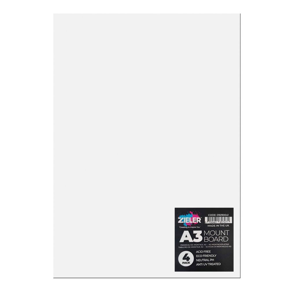 Zieler A3 Mount Board – White (Pack of 4)