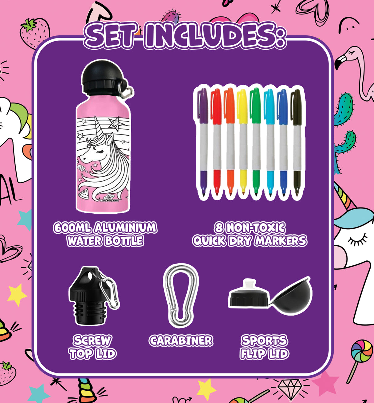 Create Your Own Water Bottle Set - Unicorn
