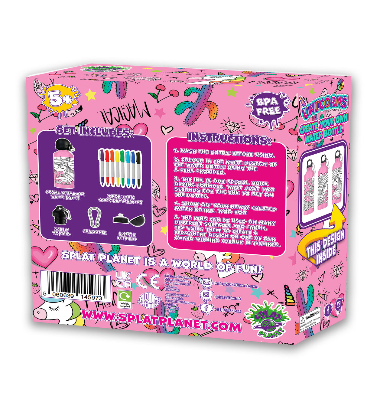Create Your Own Water Bottle Set - Unicorn
