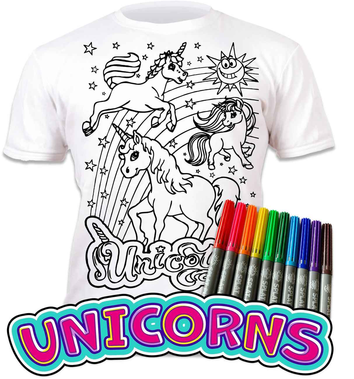 Splat Planet PYO T-Shirt: Unicorn Stars (Size 3-4 Years)