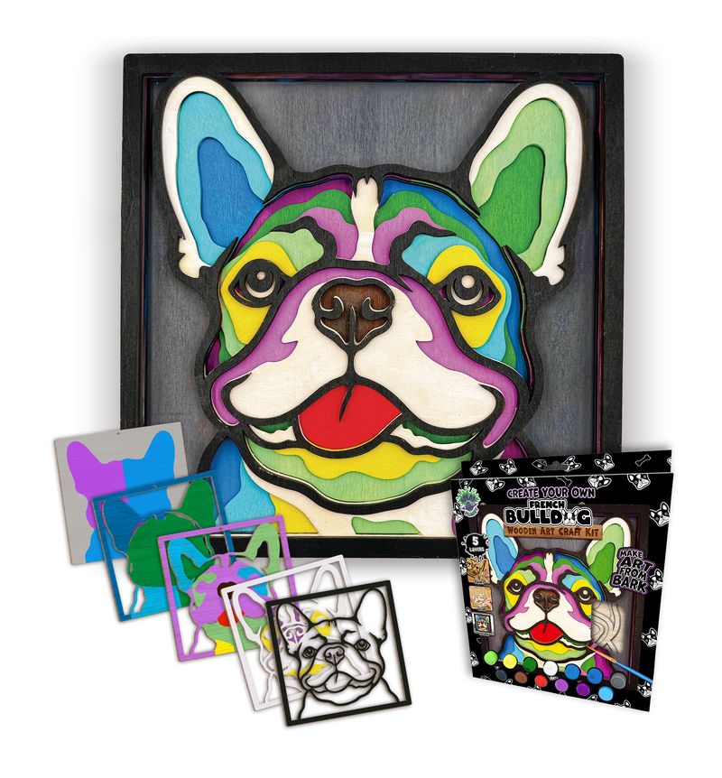 Splat Planet Wood Art Kit - French Bulldog