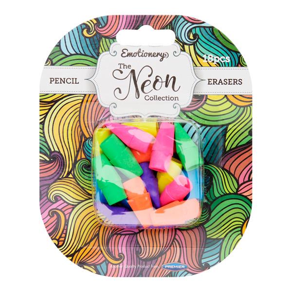 Pencil Top Erasers - Neon Collection (18 Pack)