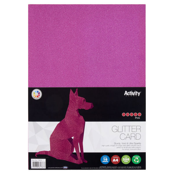 Premier Activity A4 250gsm Glitter Card 10 Sheets - Pink