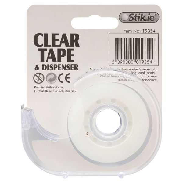 Stik.ie Clear Tape on Dispenser 19mm x 33m