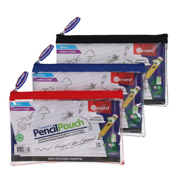 Student Solutions Transparent Pencil Case 200x125mm (Assortment)