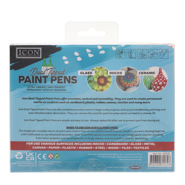 Icon Dual Tipped Acrylic Paint Pens (Pack of 12)