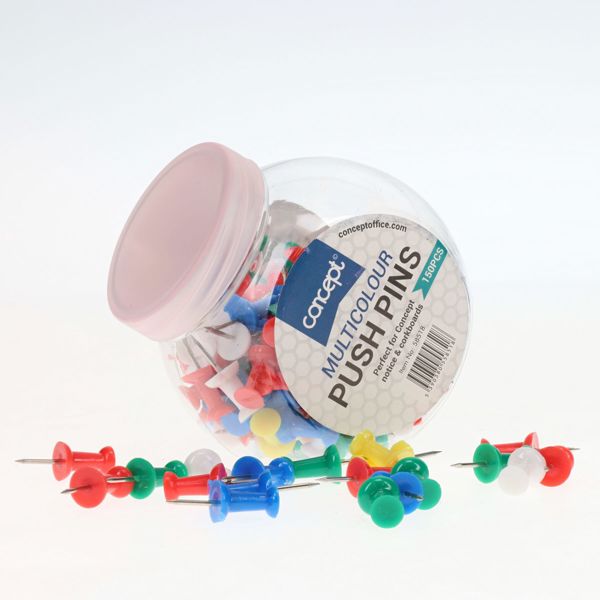 Concept Premier Office Tub 150 Multicolour Push Pins