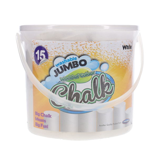 World of Colour Bucket 15 Jumbo Sidewalk Chalk - White