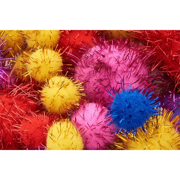 Pack of 100 Asst Sizes Pom Poms - Glitter