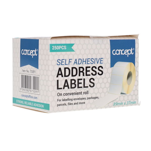 Concept Roll 250 Self Adhesive White Address Labels