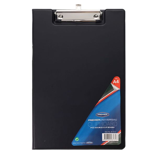 Universal PVC Double Foldover Clip Board - Black