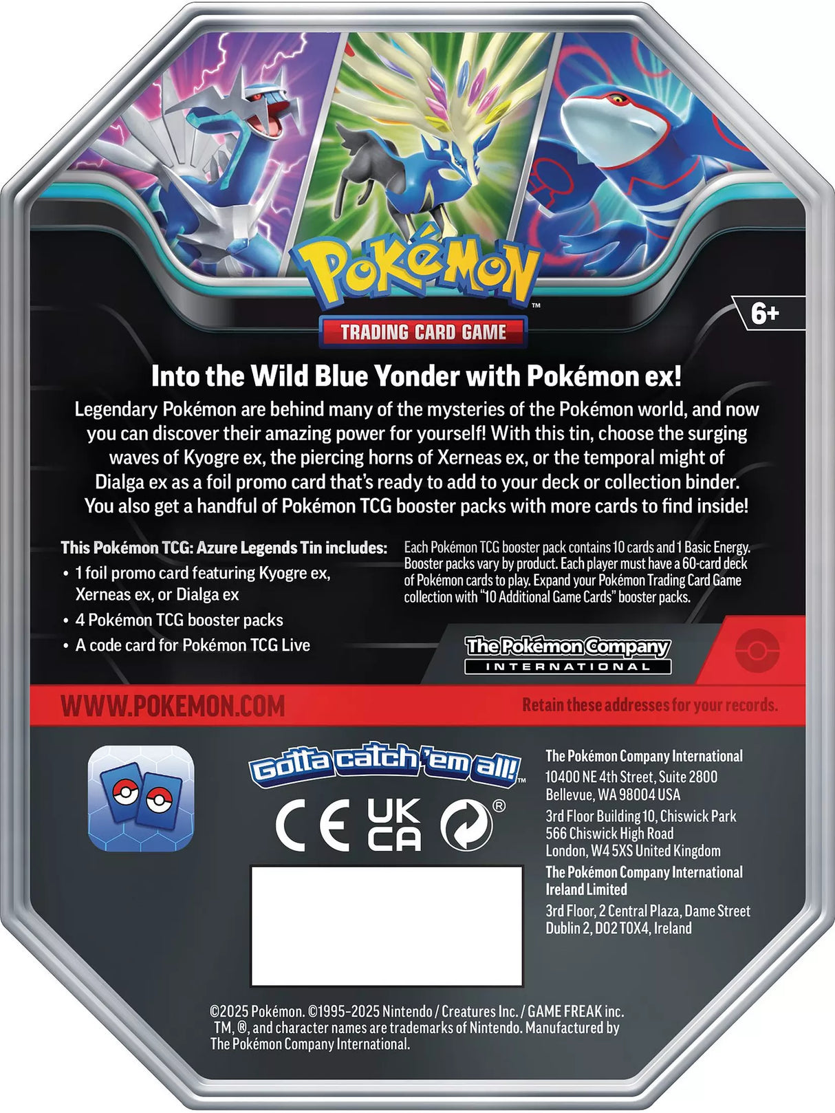 Pokémon Trading Card Game: Azure Legends Tin