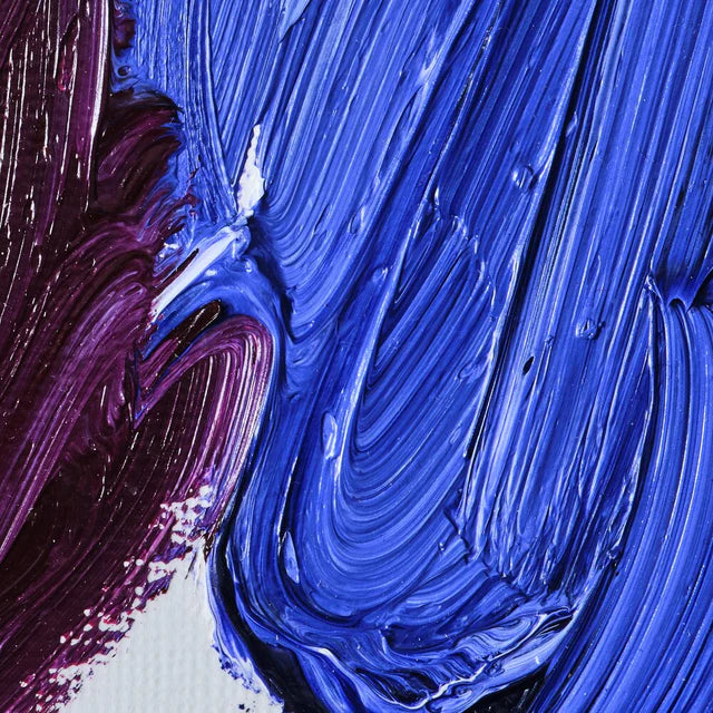 Close-up of purple and blue paint swatches