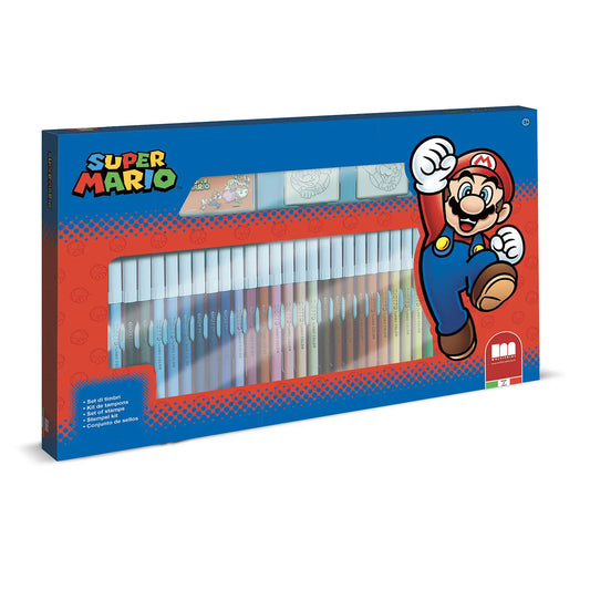Super Mario Bros Stamp and 36 Colouring Markers Set