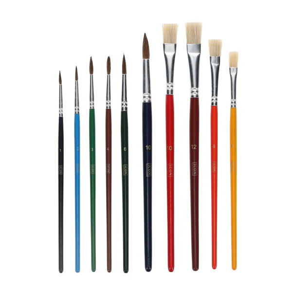Icon Paint Brushes - Assorted Sizes (10 Pack)