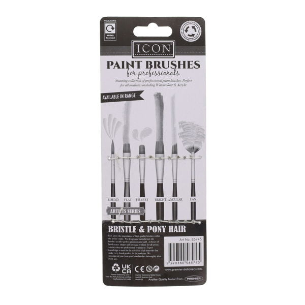 Icon Paint Brushes - Assorted Sizes (10 Pack)