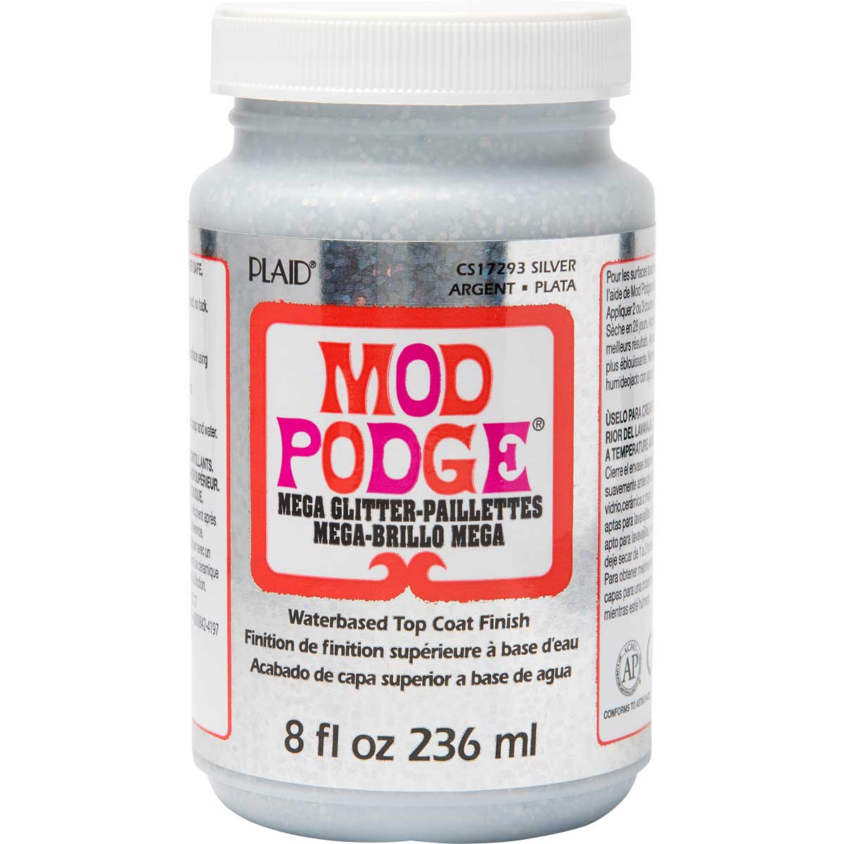 Mod Podge Mega Glitter Silver 8oz/236ml