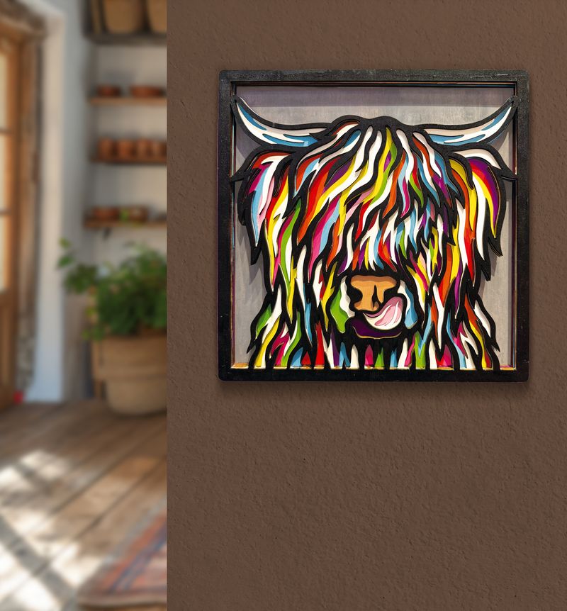Splat Planet Wood Art Kit - Highland Cow