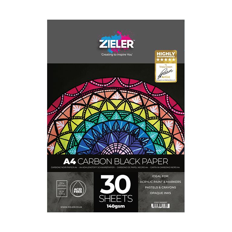 Zieler A4 Black Cartridge Paper - 140gsm (30 Sheets)