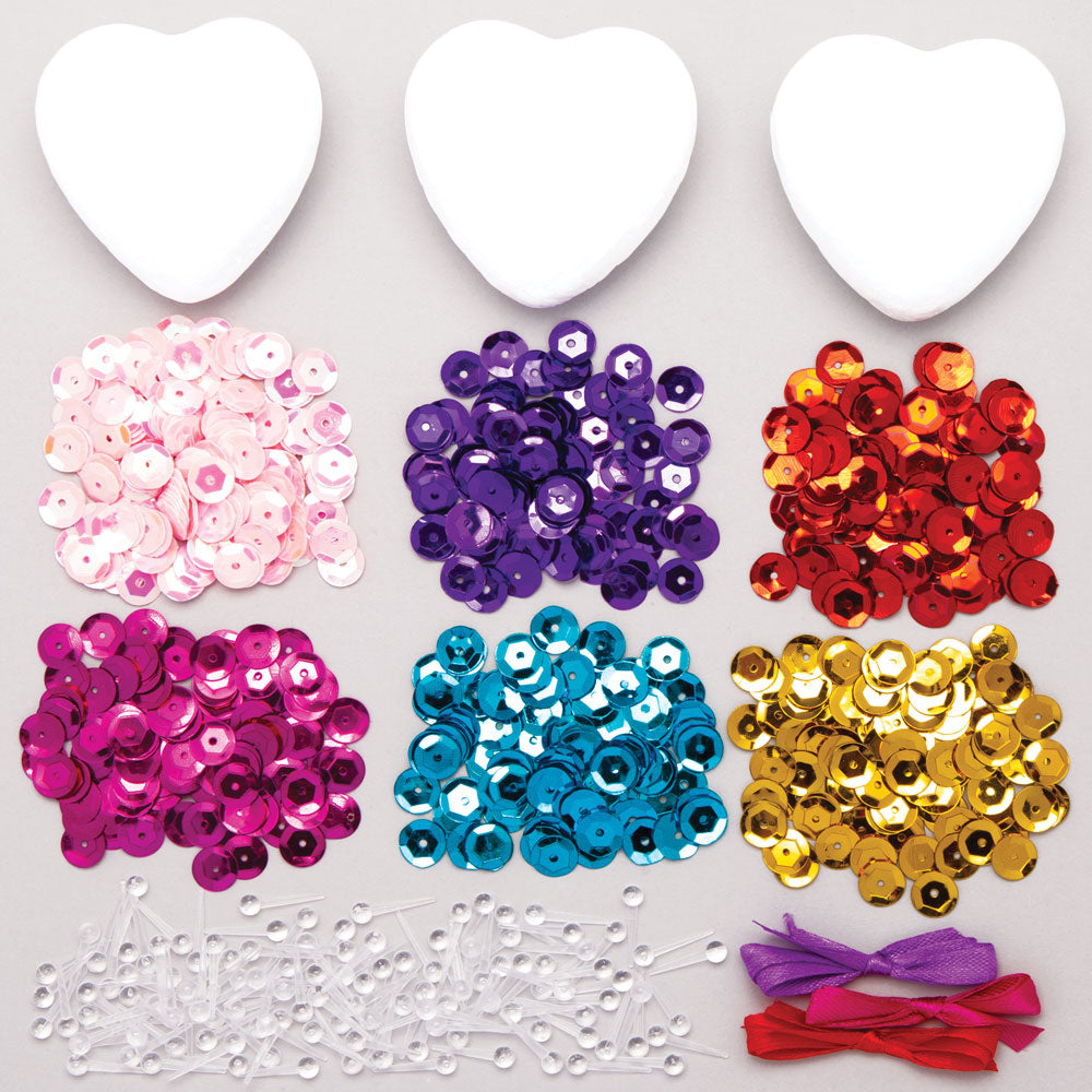Baker Ross Heart Sequin Decoration Kits (Pack of 3)