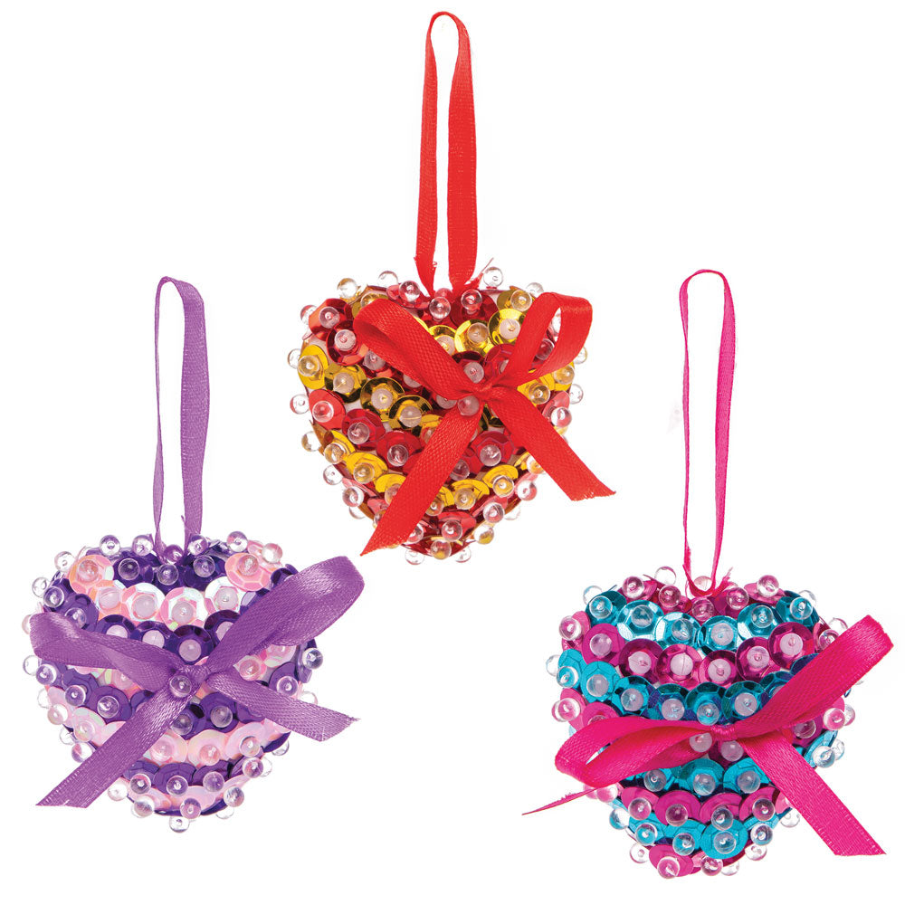 Baker Ross Heart Sequin Decoration Kits (Pack of 3)