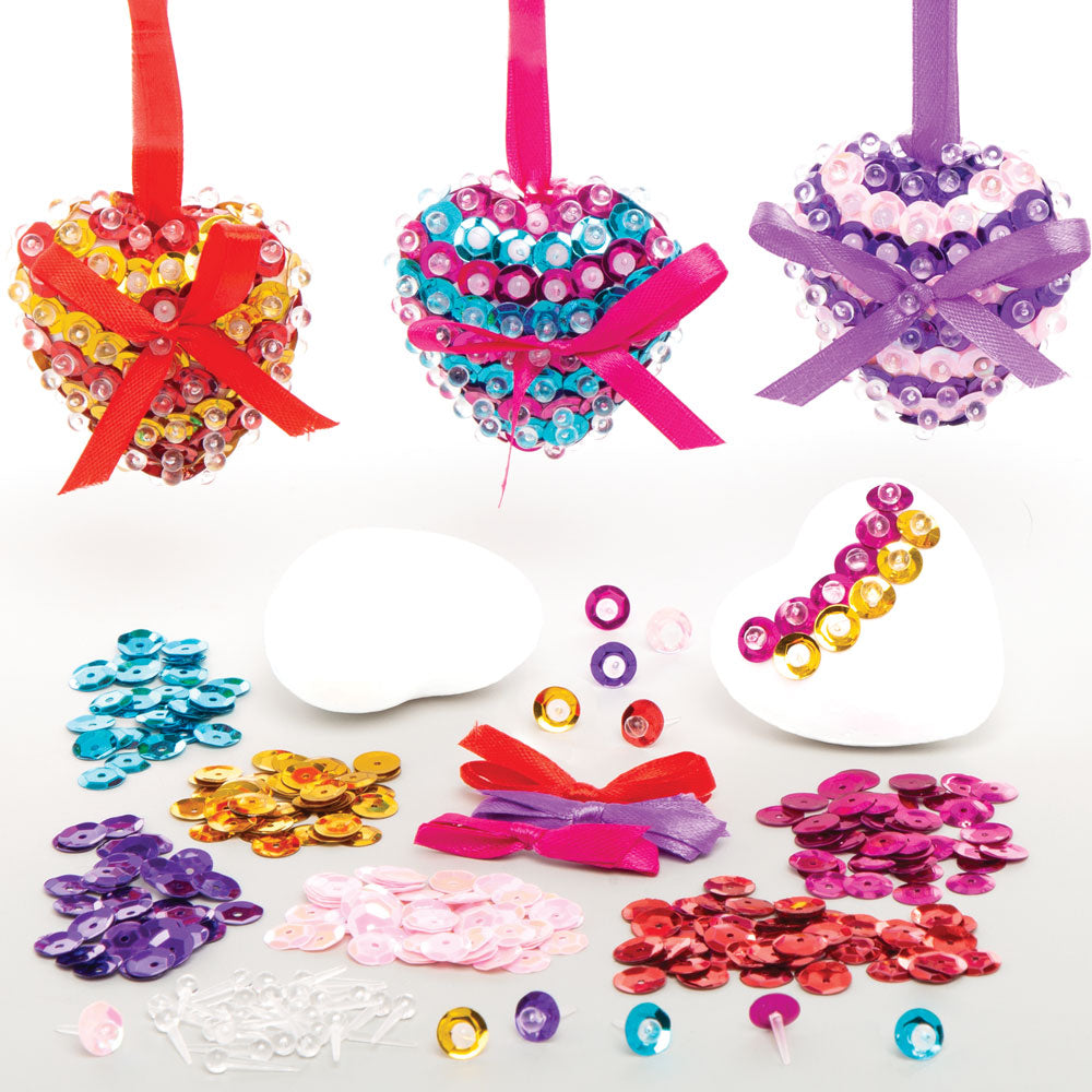 Baker Ross Heart Sequin Decoration Kits (Pack of 3)
