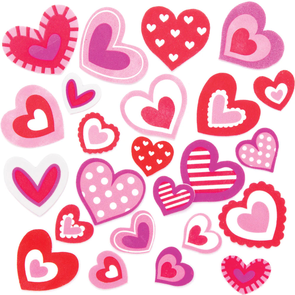 Baker Ross Heart Shape Pink Foam Stickers (Pack of 120)