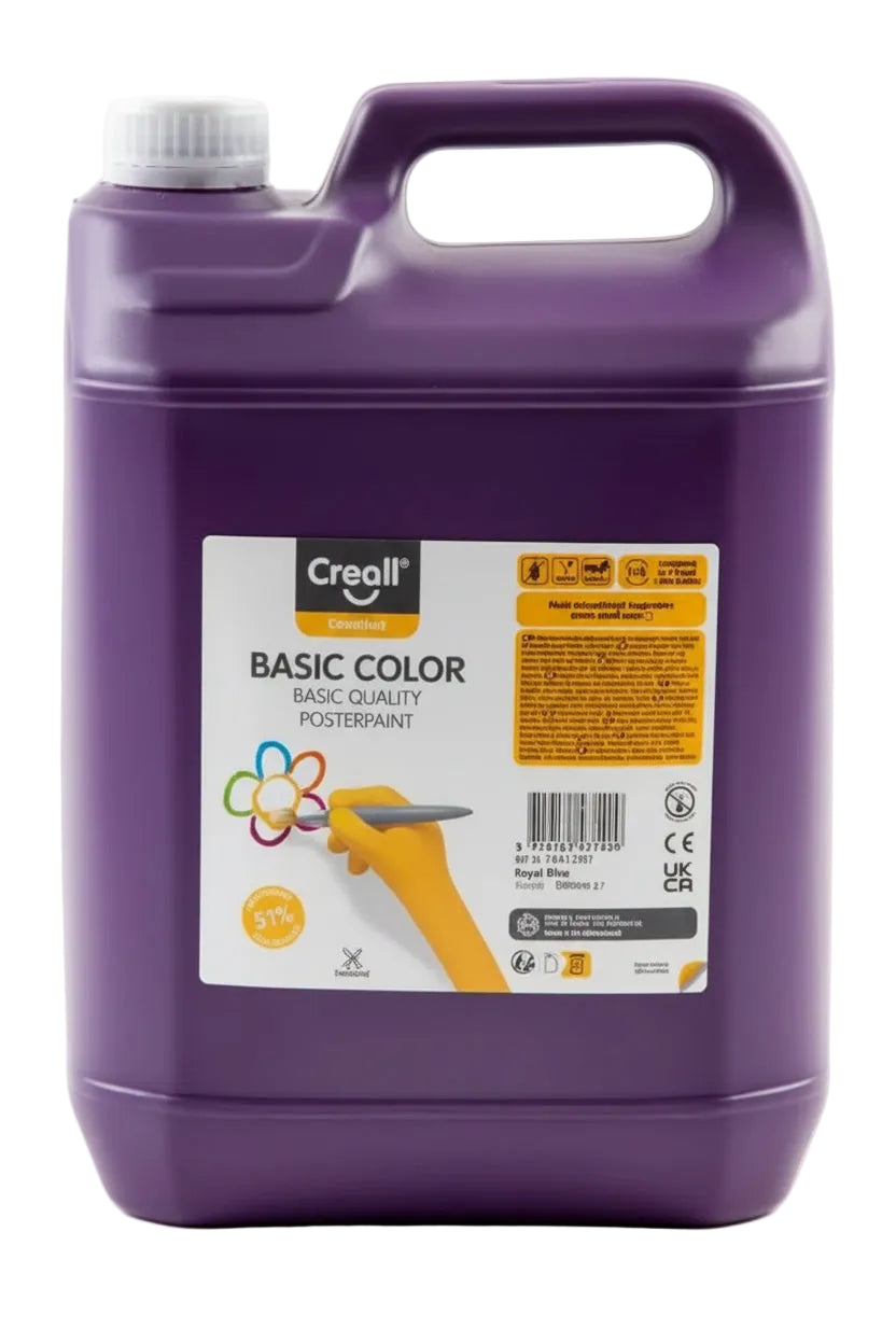violet container with a label for 'Creall" Basic Color' on a white background