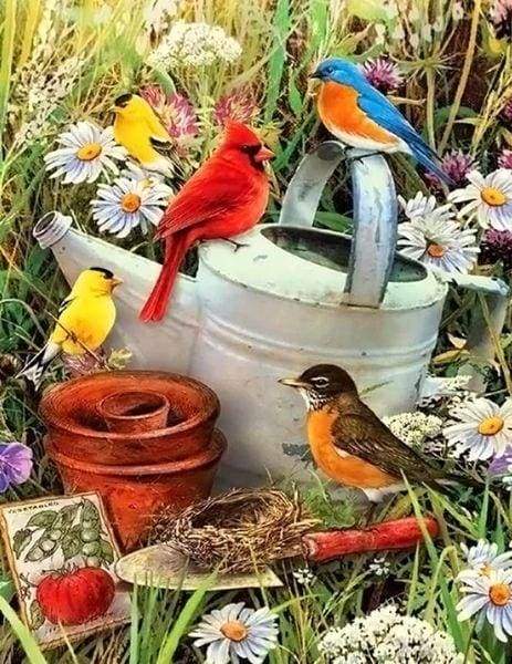 Diamond Art Kit 40x50cm - Birds In The Garden