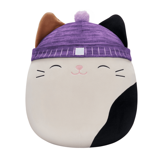 Squishmallows 16 Inch Cam the Calico Cat with Purple Beanie