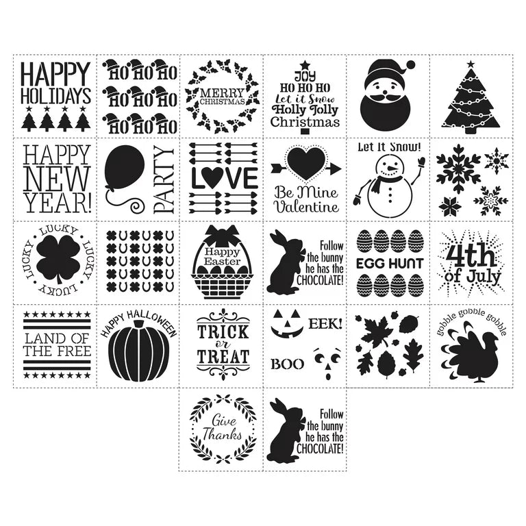 FolkArt Value Stencil Pack Holiday 26 Piece 12 inch