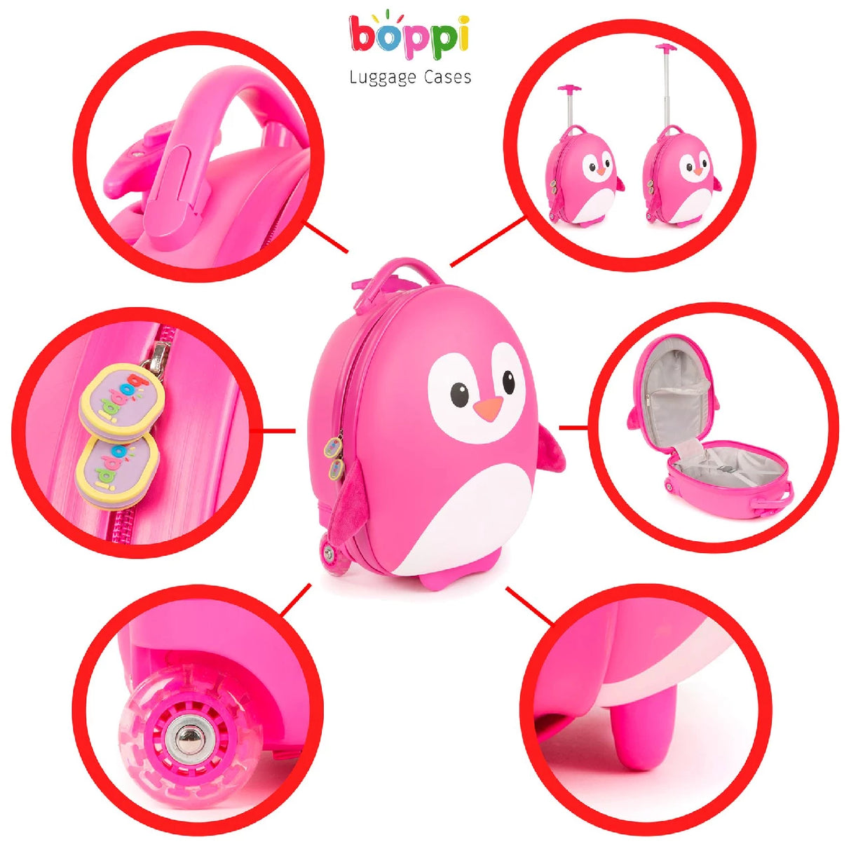 Boppi Tiny Trekker Suitcase Pink Penguin