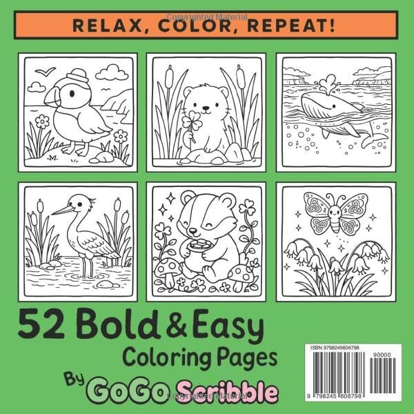 Bold & Easy: Cute Irish Animals Colouring Book