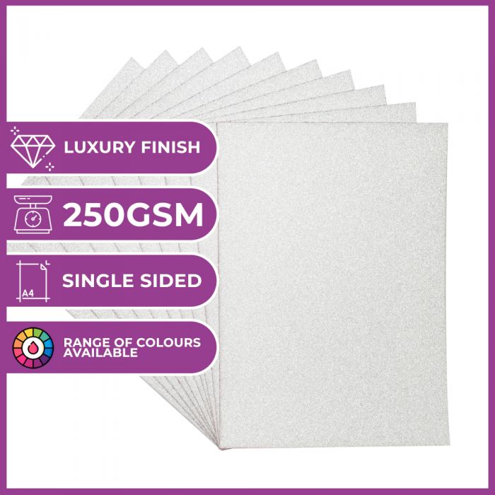 Crafters Companion Glitter Card 10 Sheet Pack - Pale Silver