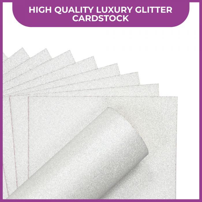 Crafters Companion Glitter Card 10 Sheet Pack - Pale Silver