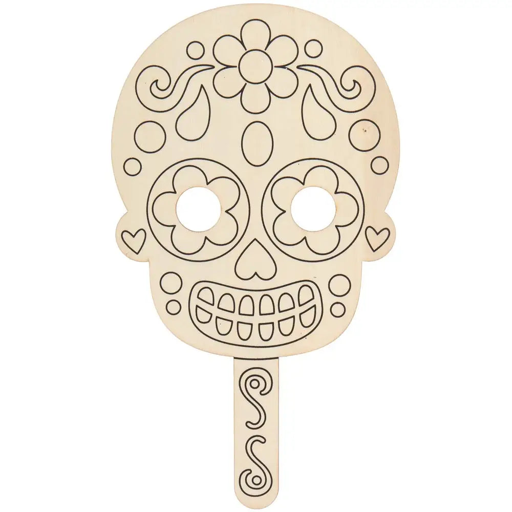Day of the Dead Wooden Masks (Pack of 4)