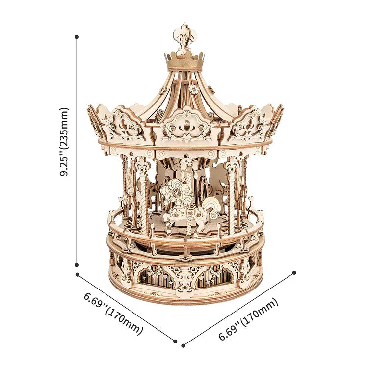 Romantic Carousel 3D Wooden Puzzle Music Box
