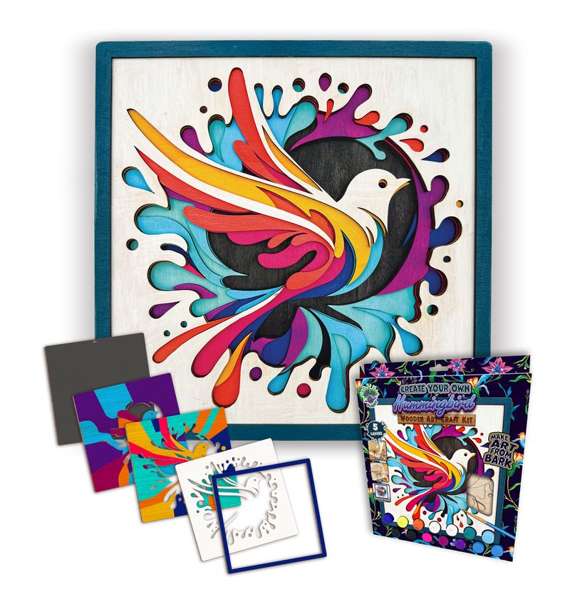 Splat Planet Wood Art Kit - Hummingbird