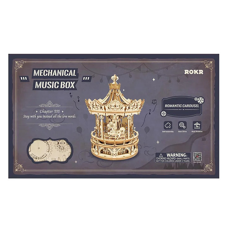 Romantic Carousel 3D Wooden Puzzle Music Box