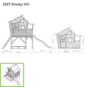 EXIT Crooky 550 Wooden Playhouse - Grey/Beige