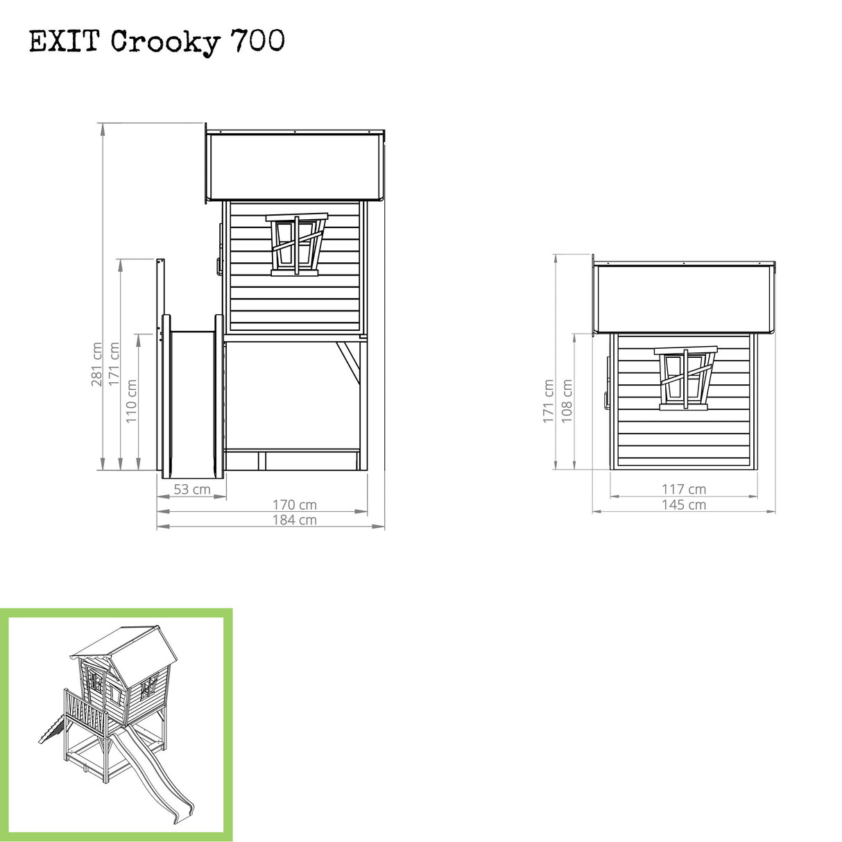 EXIT Crooky 700 Wooden Playhouse - Grey Beige