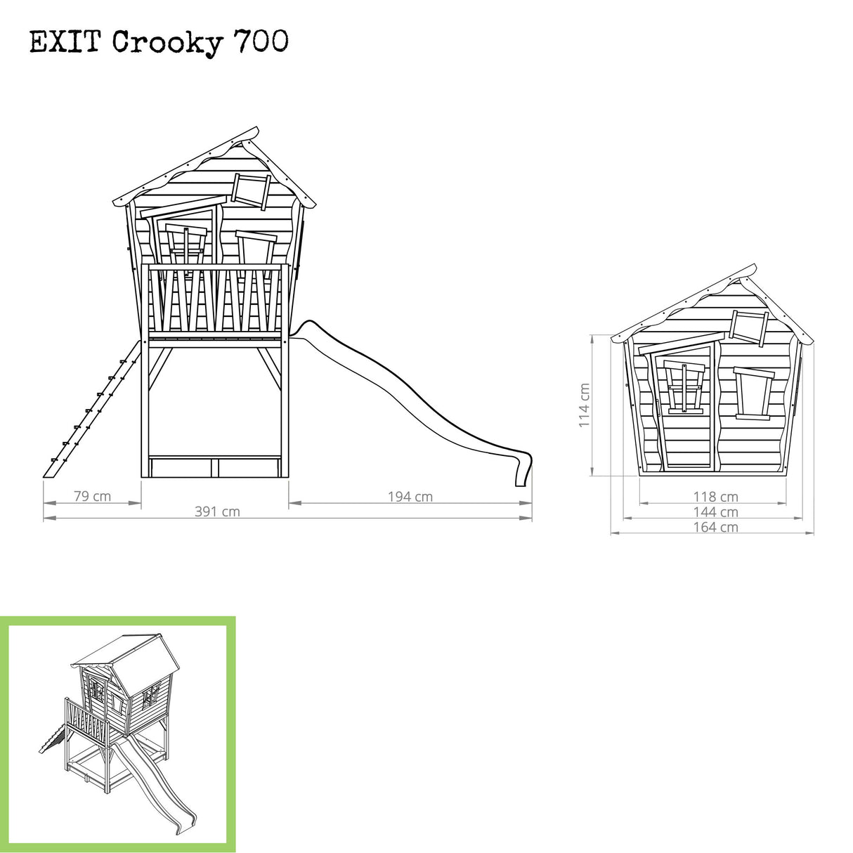 EXIT Crooky 700 Wooden Playhouse - Grey Beige