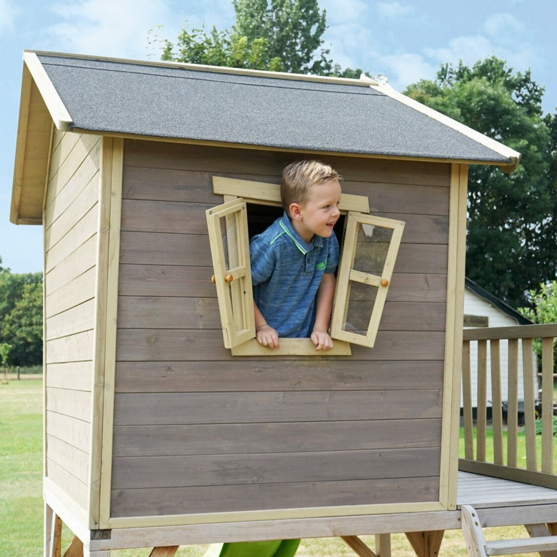 EXIT Crooky 700 Wooden Playhouse - Grey Beige