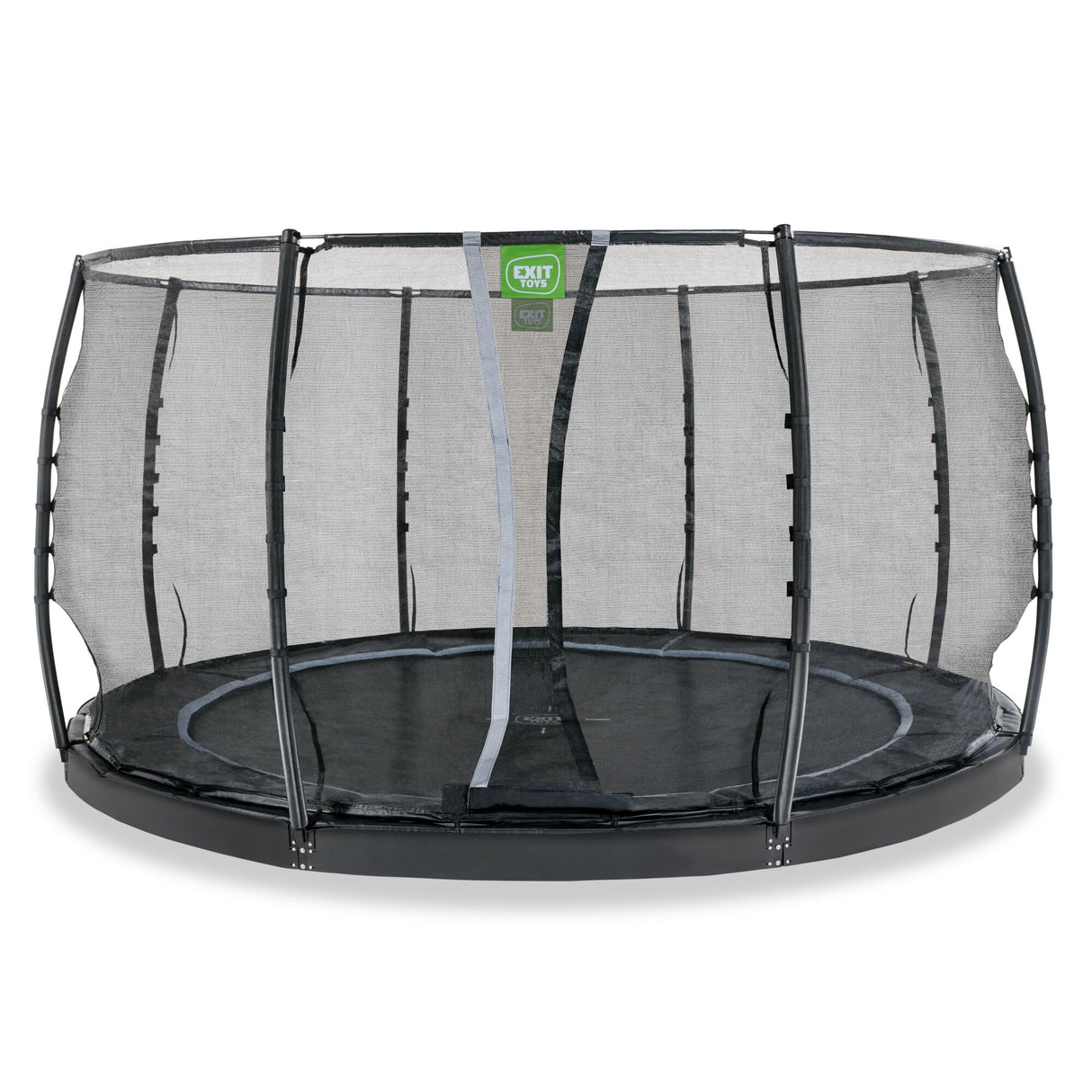 EXIT Dynamic GroundLevel Round Trampoline and Safety Net - 12 FT (Black)