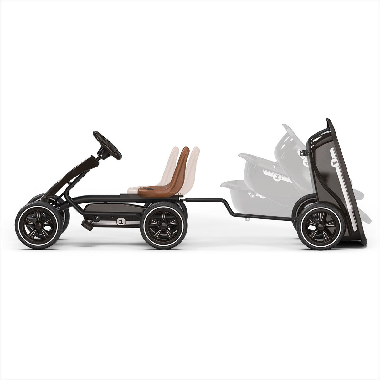 EXIT Foxy Pedal Go-Kart with Trailer - Espresso Black