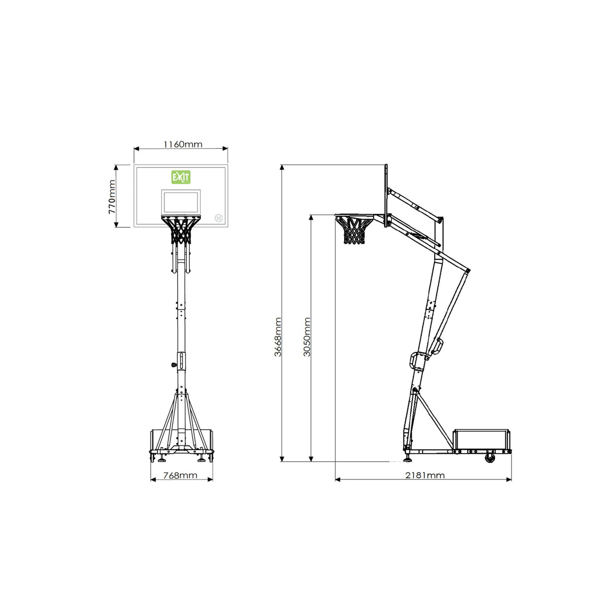 EXIT Galaxy Portable Basketball Backboard - Green/Black (with Dunk rim)
