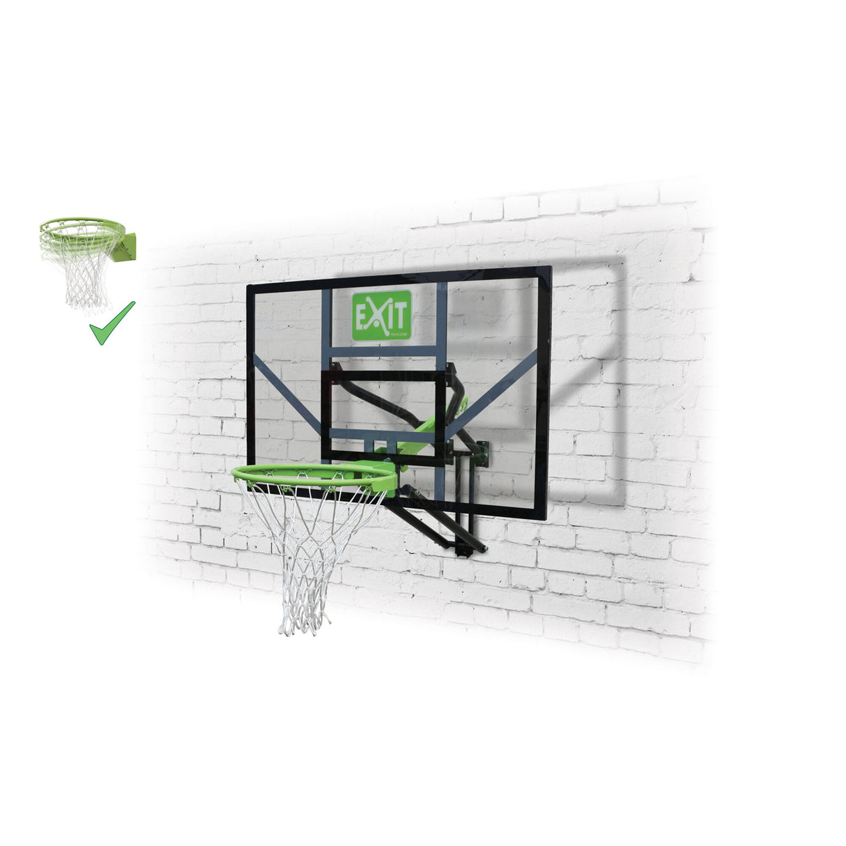 EXIT Galaxy wall-mounted basketball backboard with dunk hoop - green/black